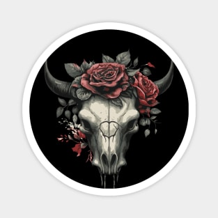 Bull skull and flowers Magnet